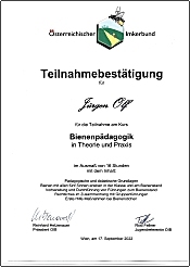 Führungen und Präsentation Bienen und Honig Zertifikat Führungen und Präsentation Bienen und Honig